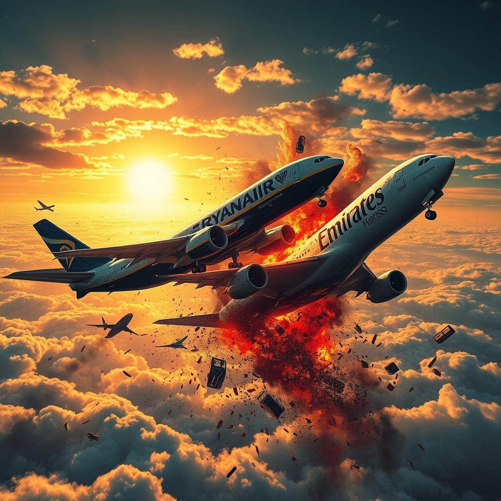 Apocalyptic Aerial Disaster in Vibrant, Photorealistic Style