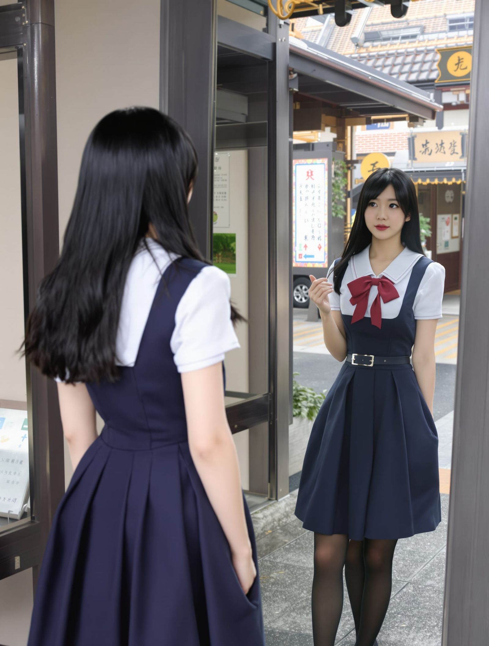 Maiden Reflected in Shrine Mirror, Autumn Daylight