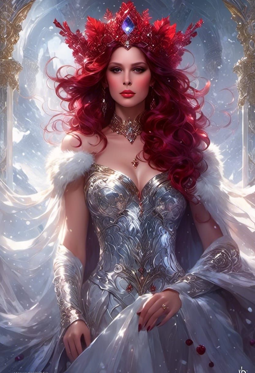 Gorgeous Winter Queen Portrait in Hyperrealistic Style