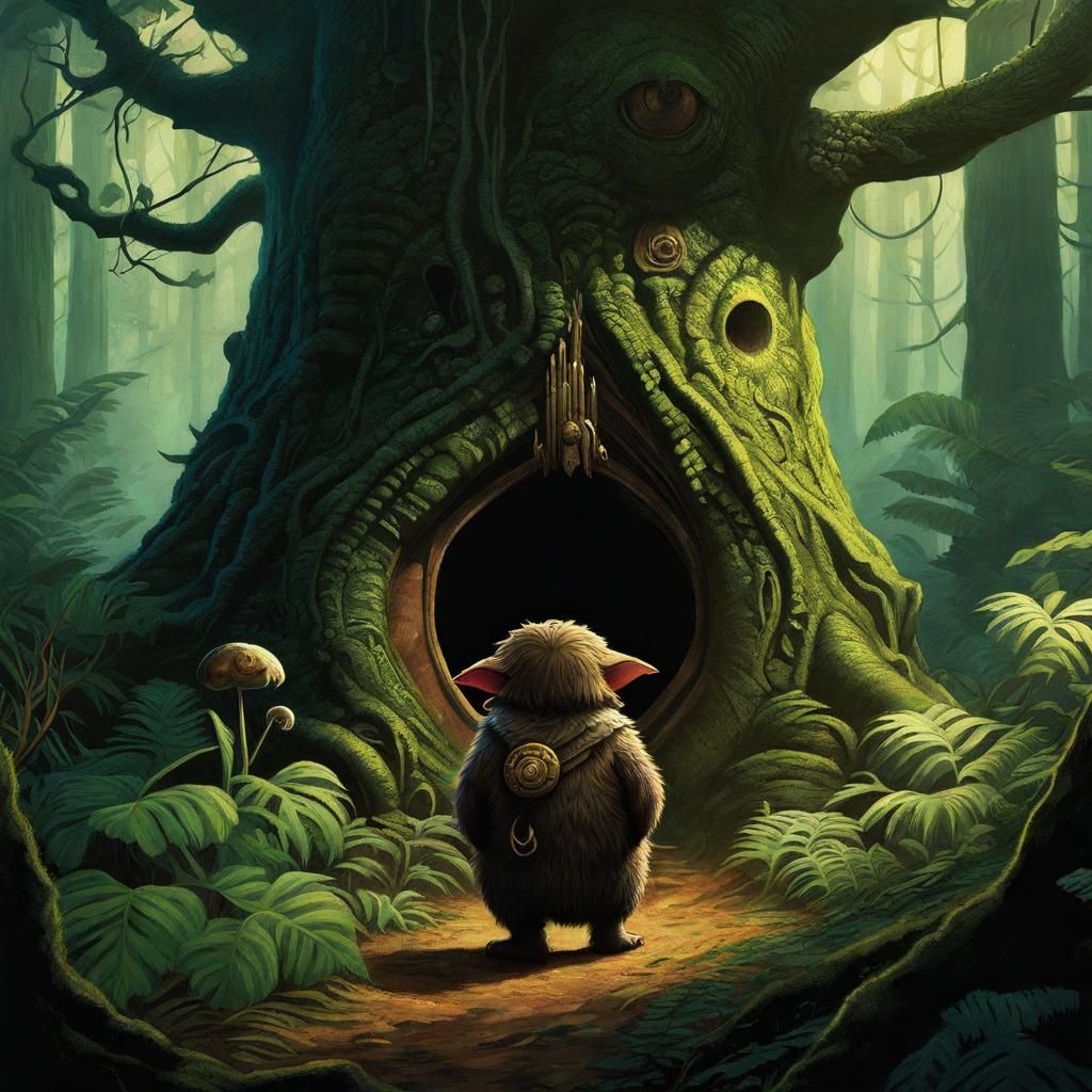 Halfling Druid and Animal in Forest, Detailed Art