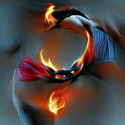 Fiery Dance of Desire: A Surreal Transformation
