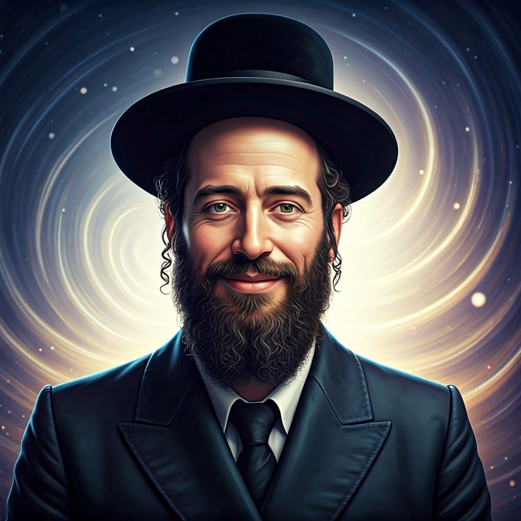 Ultra-Orthodox Man with Velvet Hat in Mystical Setting