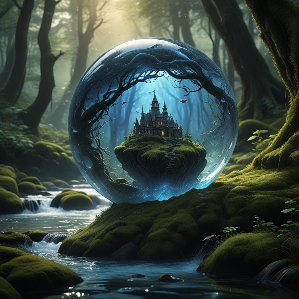 Mystical Water Spirit in Enchanted Forest