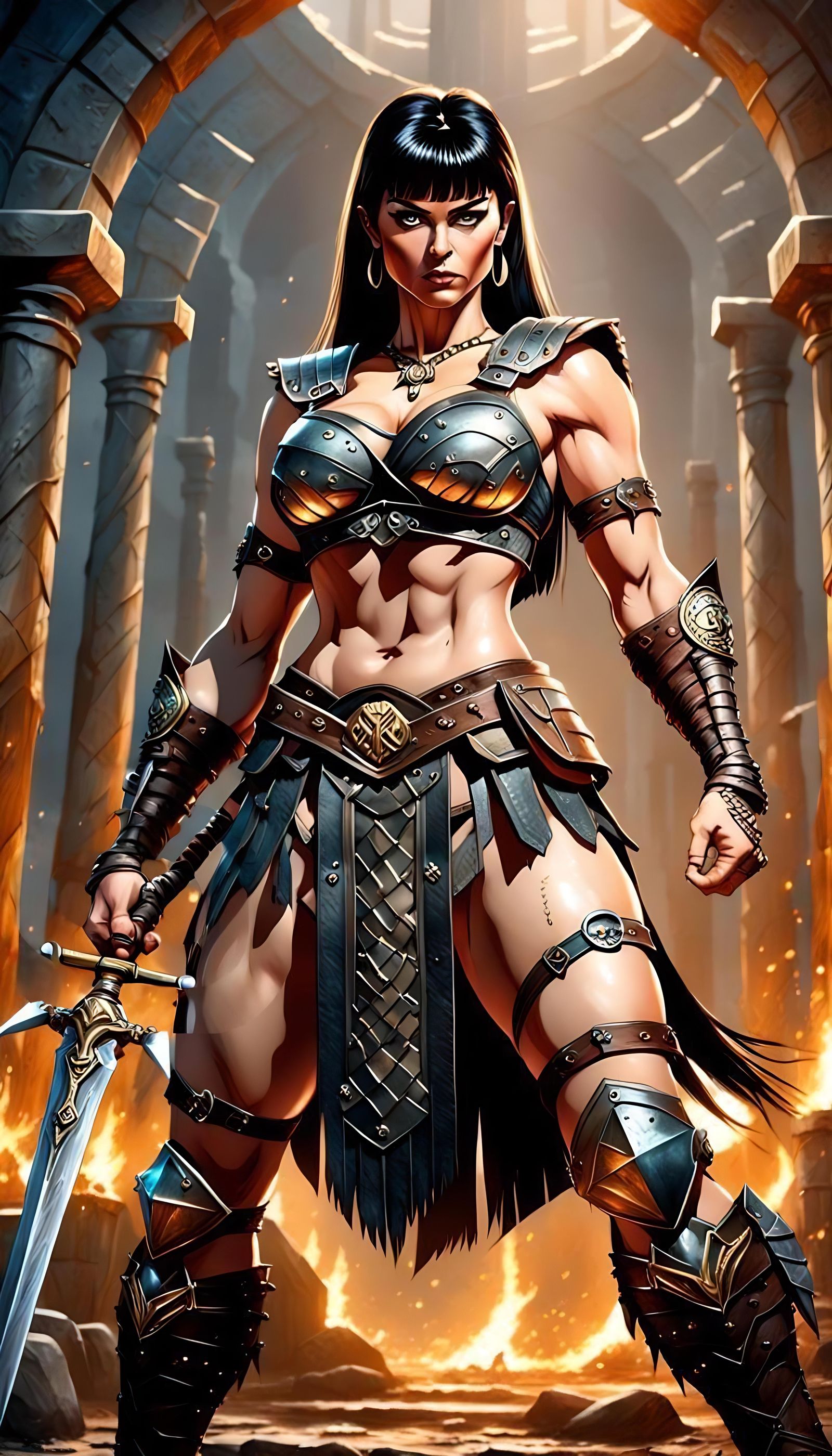 Xena Warrior Princess in Dark Fantasy Style