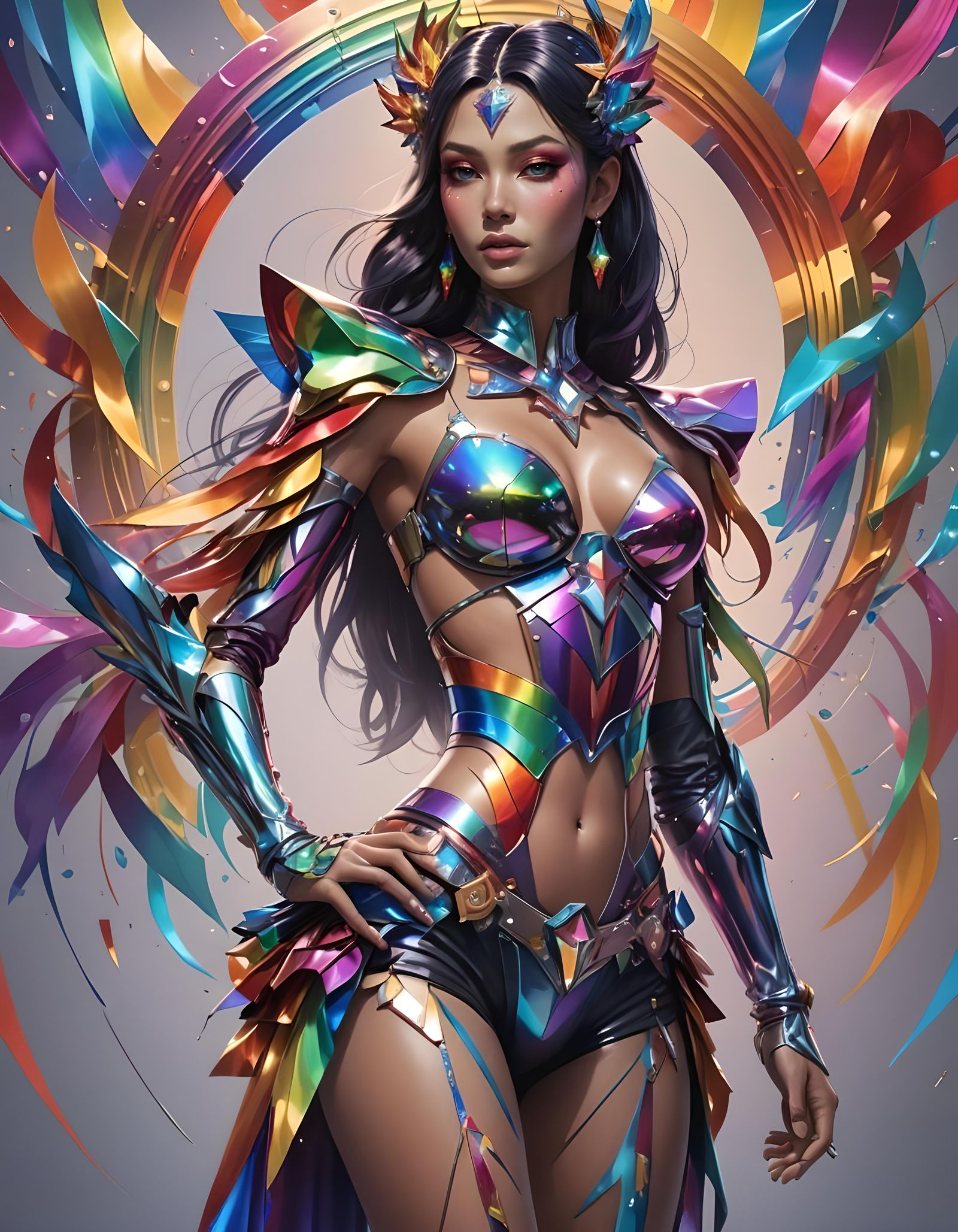 Rainbow Pride Ladyboy Portrait in Hyperdetailed Style