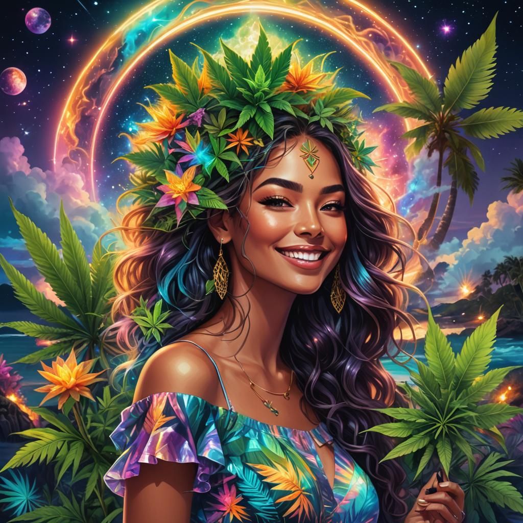 Tropical Island Beauty Vaping: Astral Illustration