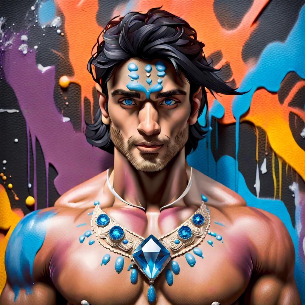 Fantasy Indian Man Portrait in Graffiti Art Style