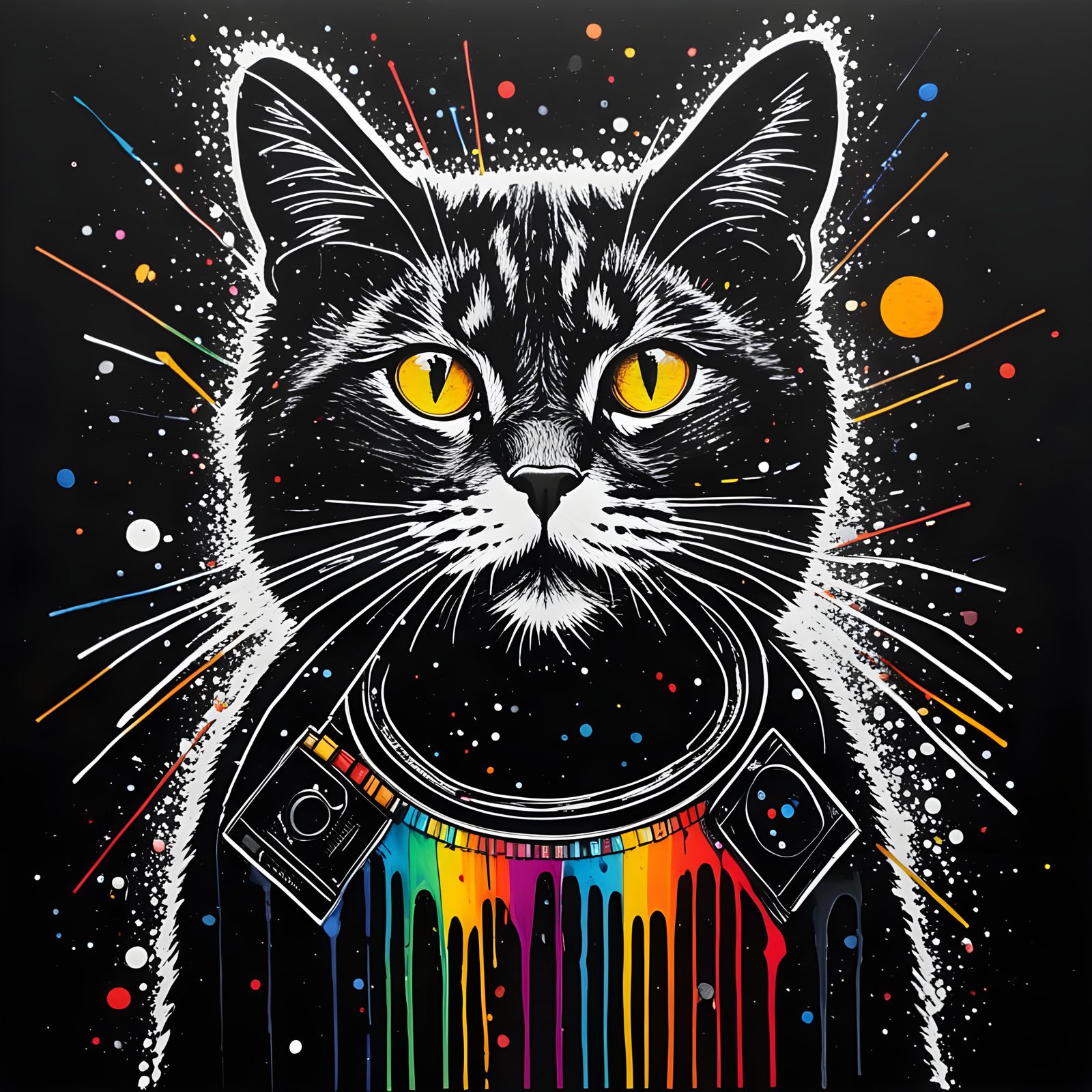 Vibrant Surreal Feline Form