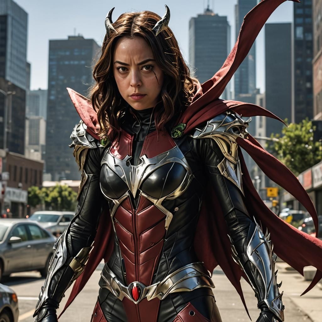 Aubrey Plaza Reimagined as Spawn Character Portrait