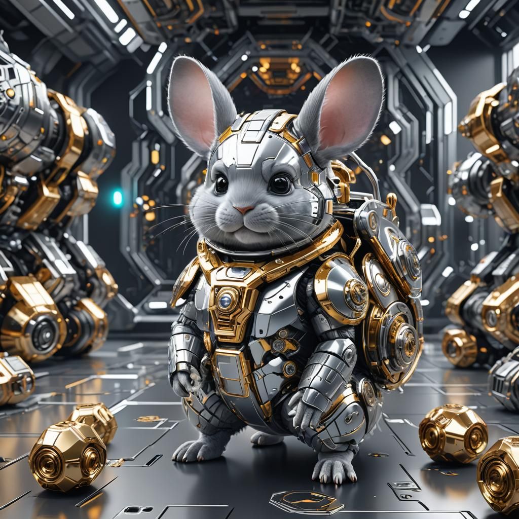 Futuristic Armored Chinchilla in Sci-Fi Battle Gear