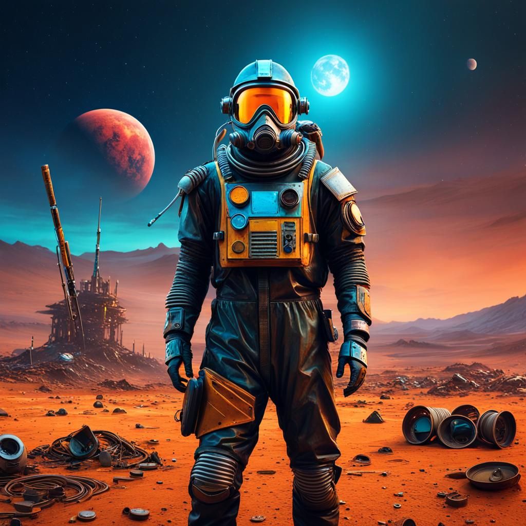 Post-Apocalyptic Survivor on Mars in DIY Spacesuit