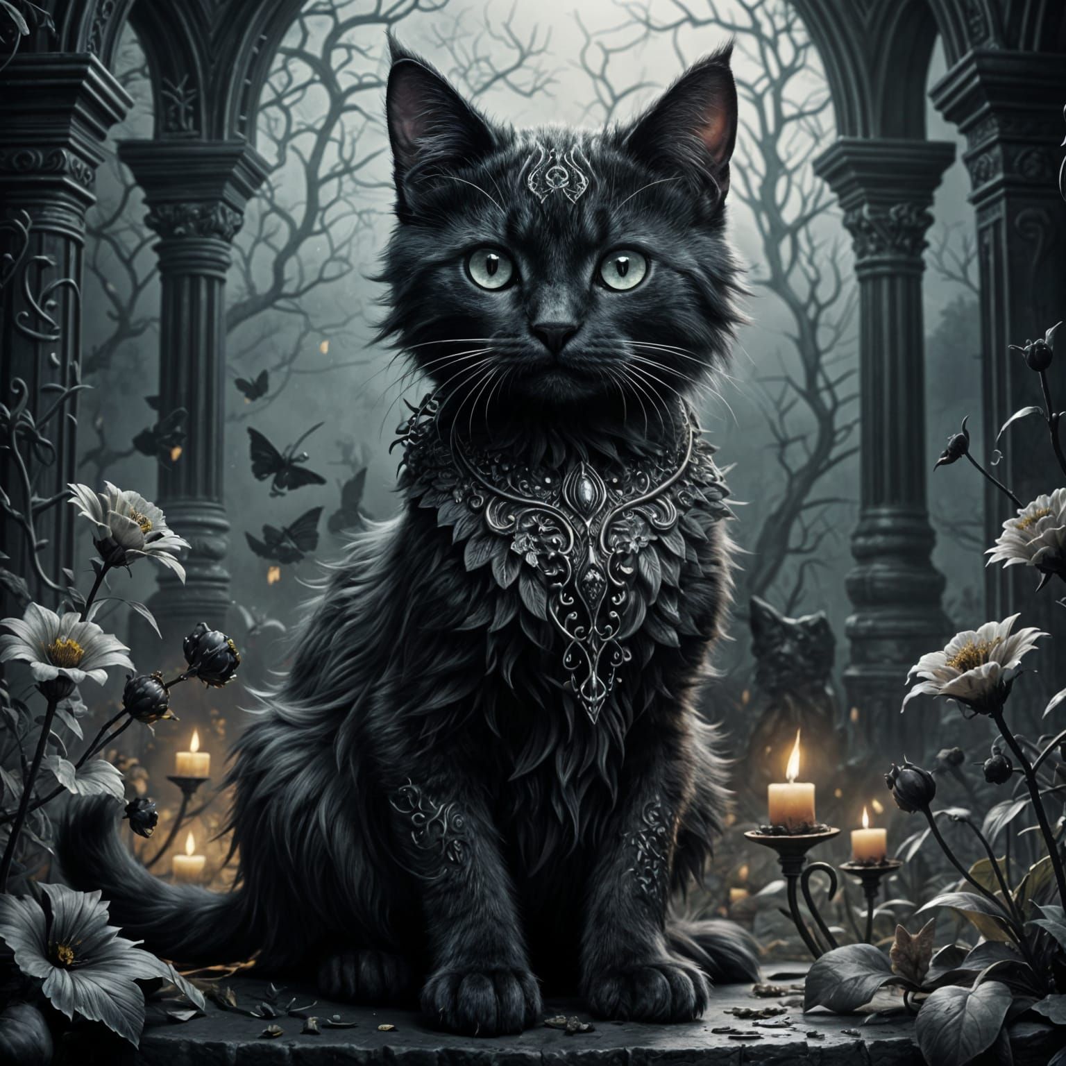 Baroque Kitten in a Gothic Wonderland