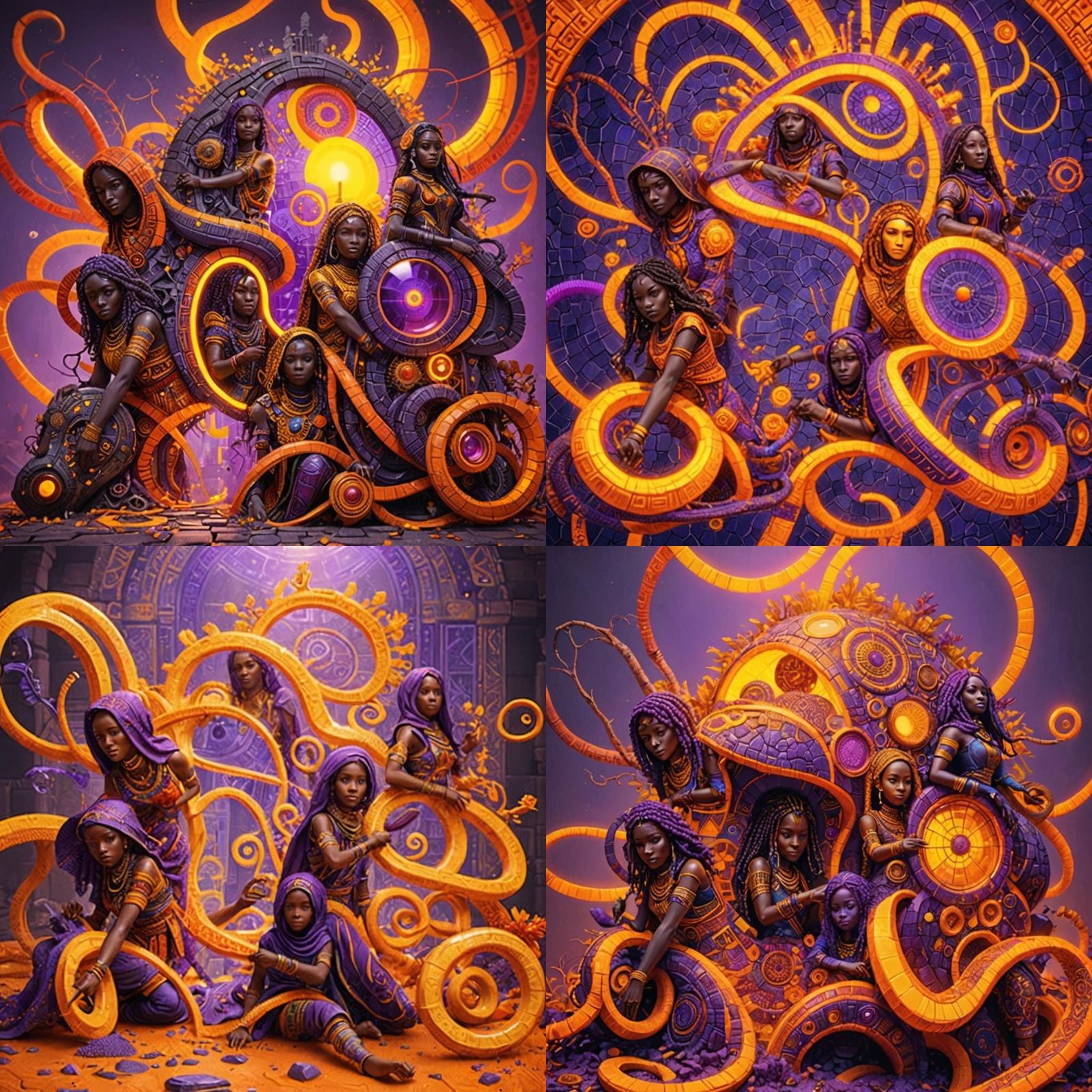 Glass Serpent with African Patterns, VRay Render