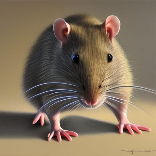 Rat in Oil Painting Style, 3D Rendered