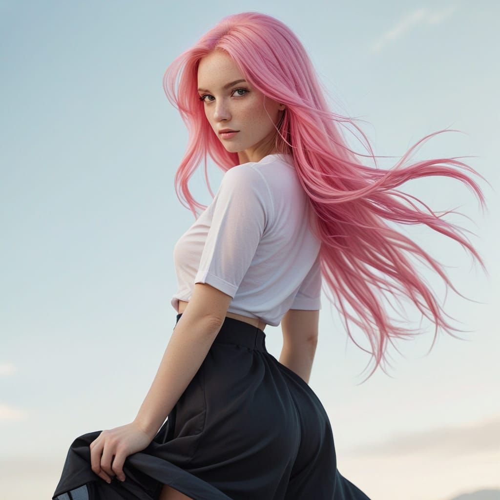 Stunning Hyperrealistic Portrait of a Young Woman with Vibra...