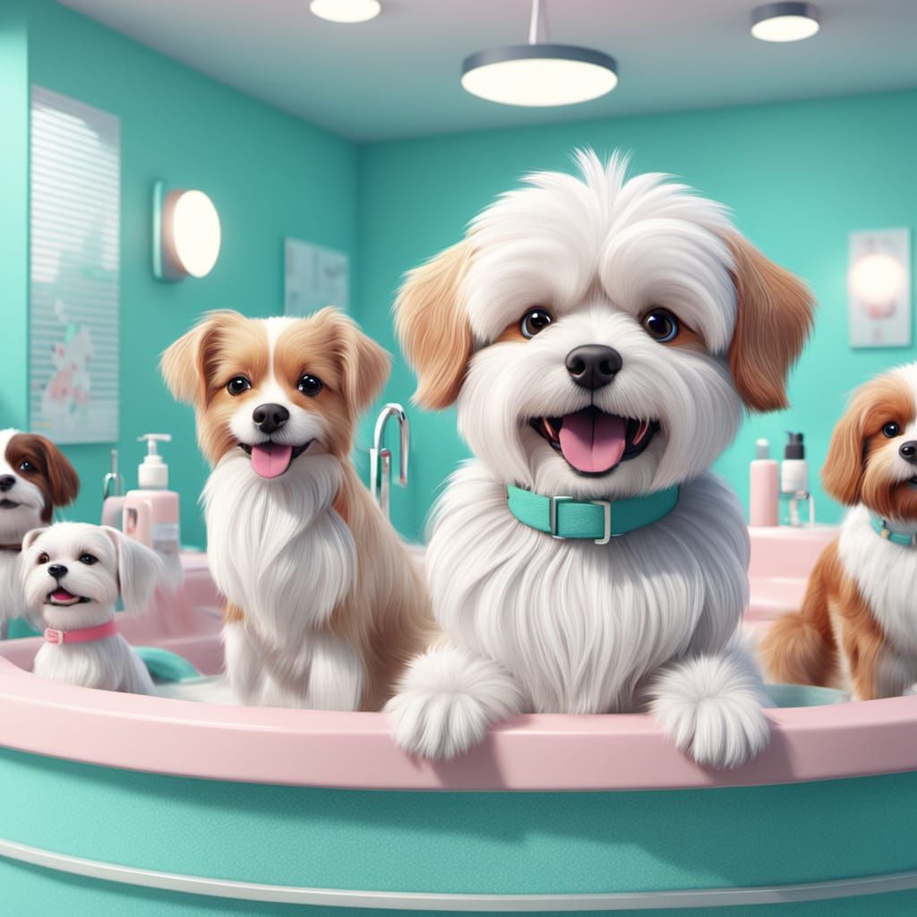 Colorful 3D Dog Grooming Spa Animation