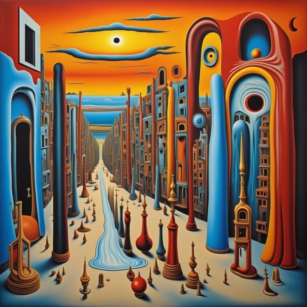 Surreal Golden Town With Exquisite Females