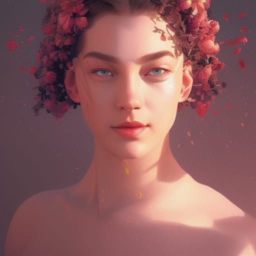 Tulips at Sunset: Hyperdetailed Digital Art Portrait