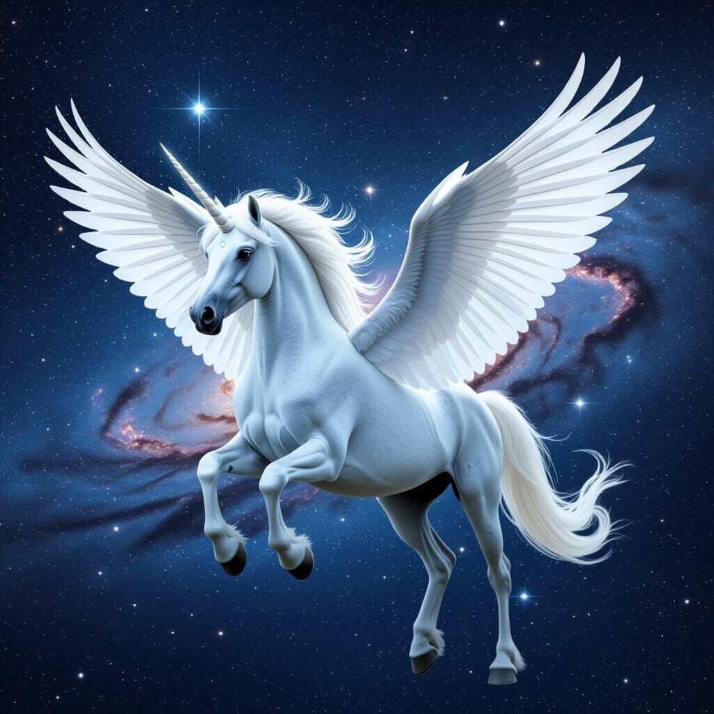 Silvery Unicorn Soars Through Stunning Cosmos