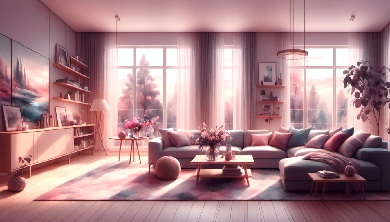 <lora:Water color:1.0> interior of a  modern living room.