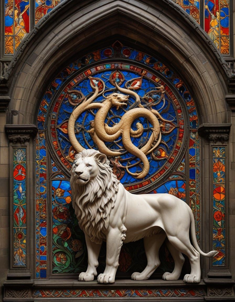 Gothic Chimera in Illuminated Manuscript Style