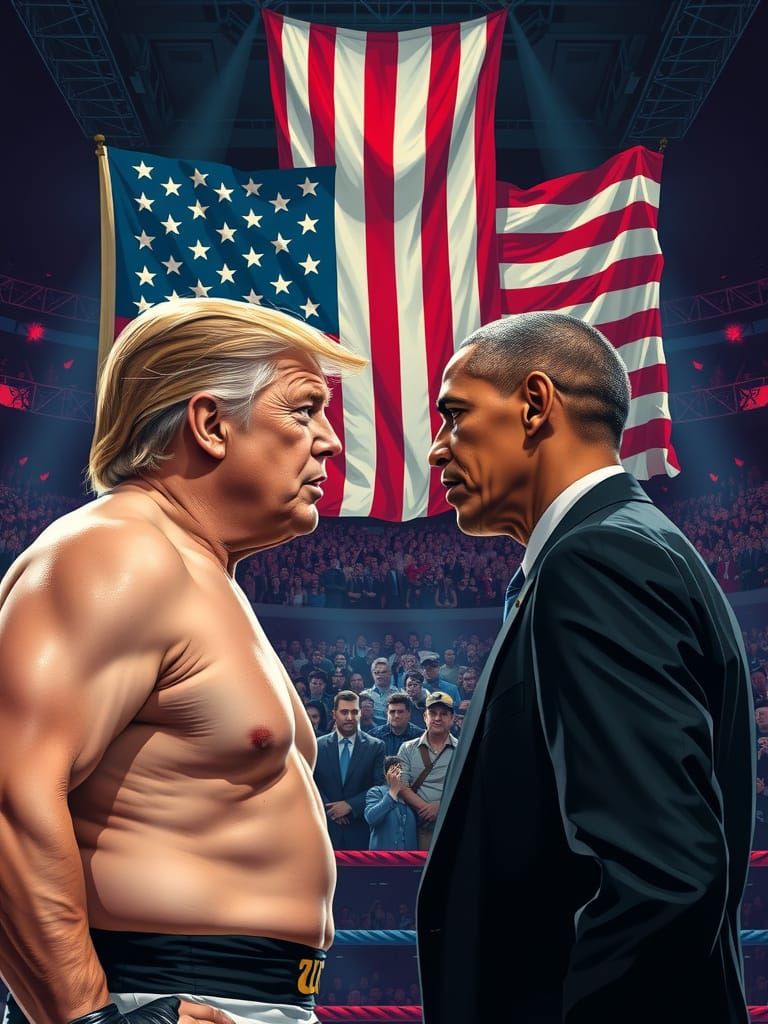 Trump & Obama Face Off in Dystopian MMA Arena