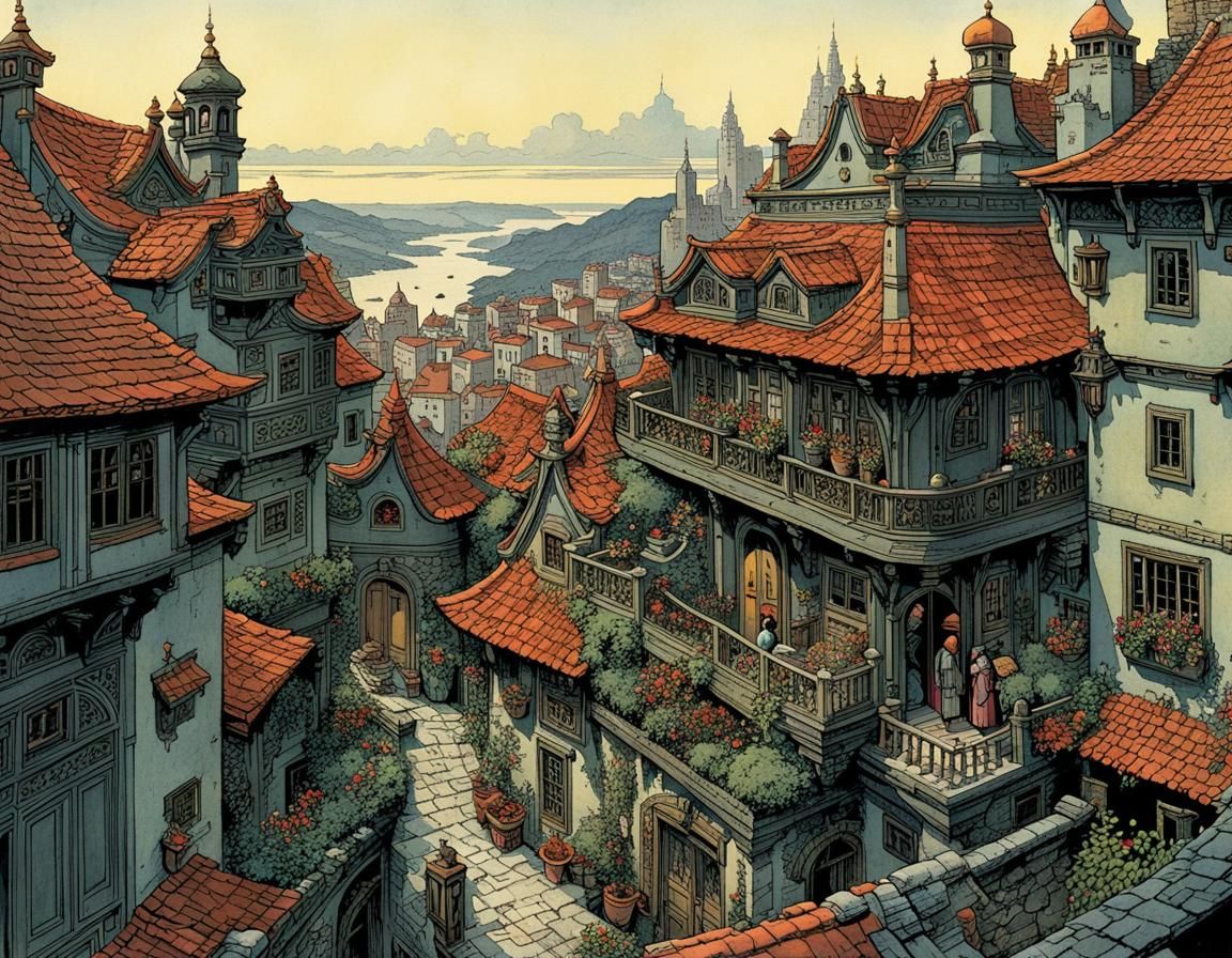 Rooftop Garden View: Siblings in Mignola, Pieck, Bilibin Sty...