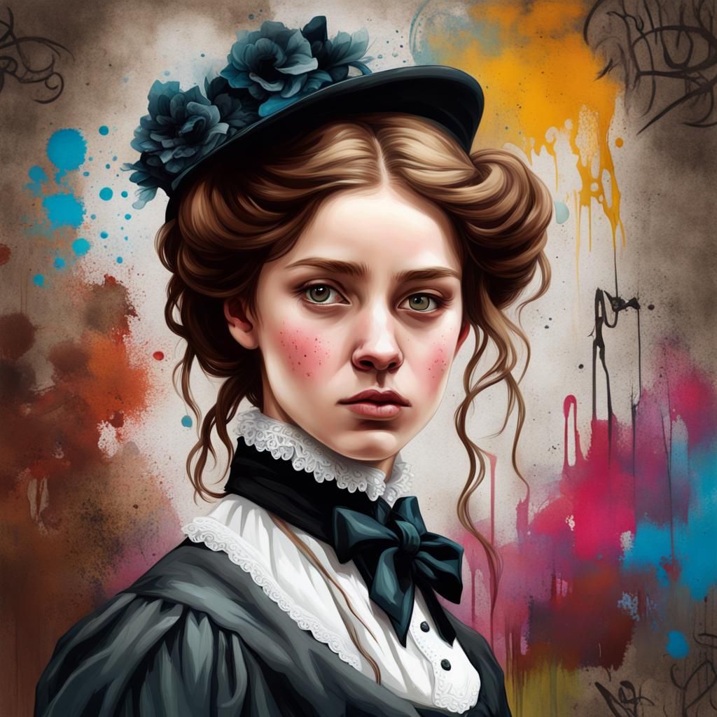 Victorian Lady in Graffiti Art Style