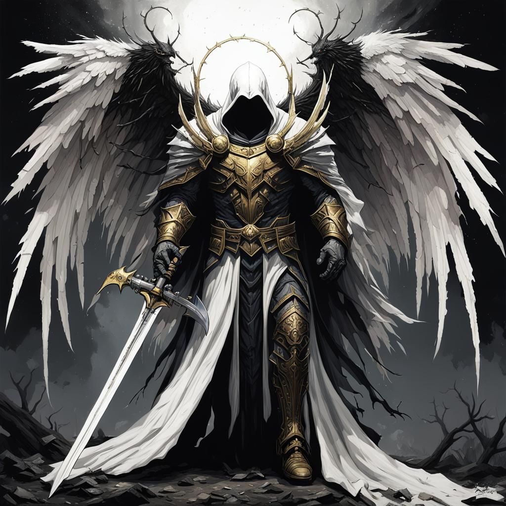 Dark Fallen Angel Knight in High Gothic Style