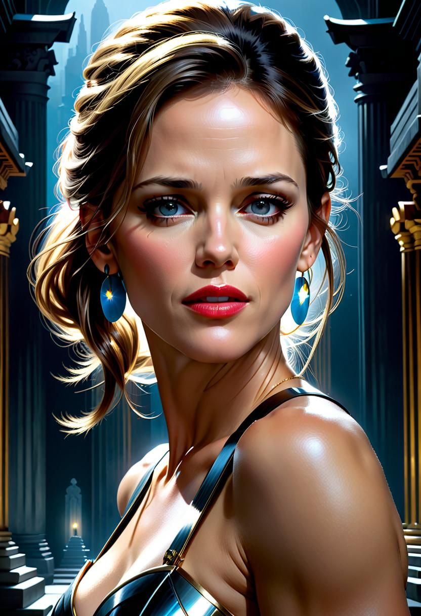 Jennifer Garner as Electra: Photorealistic Portrait