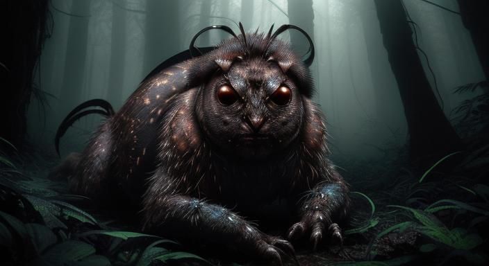 Giant Tick Amidst a Moody Forest