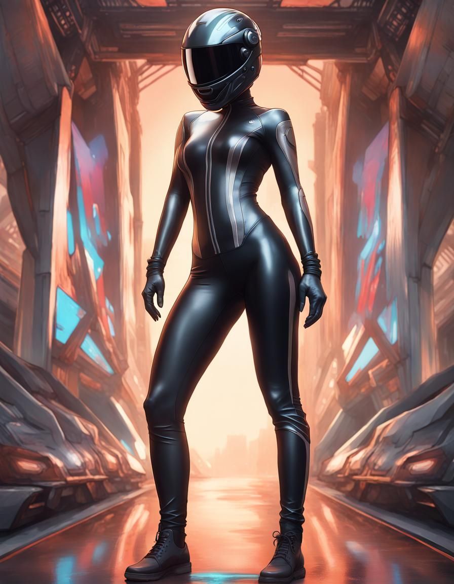Woman in Latex Suit: Hyperdetailed Concept Art