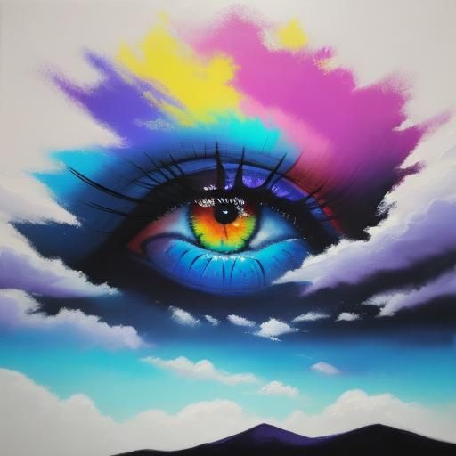 Pop Art Self-Portrait with Neon Clouds