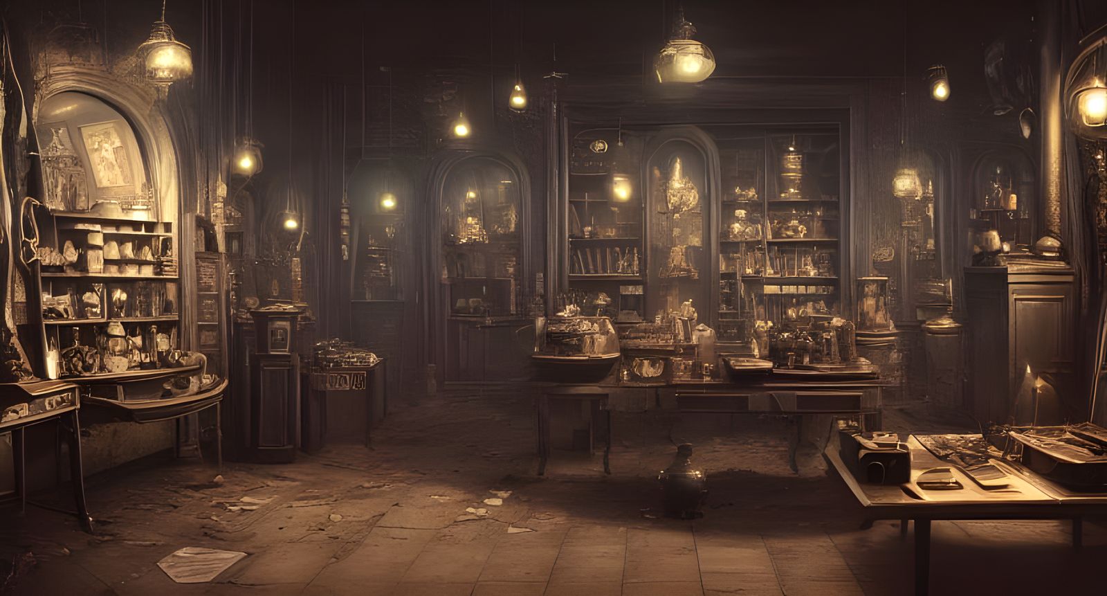 Dark Futuristic Magic Shop in Hyper-Realistic Style