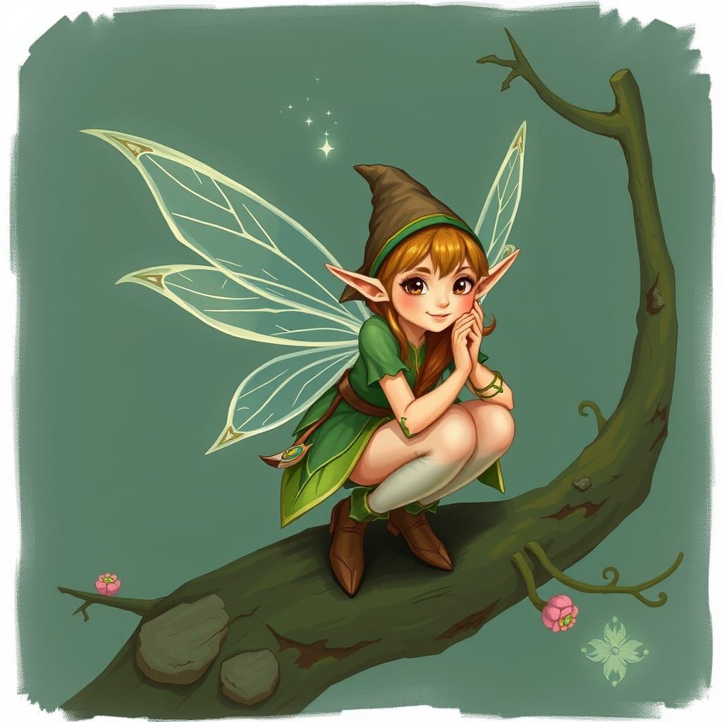 Mystical Fairy Elf in Enchanted Forest