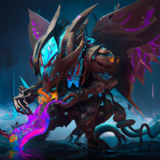 Futuristic Mythical Beast with Weapon, Detailed Digital Art