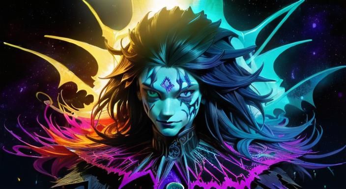 Eerie Surreal Fantasy Clown in Space