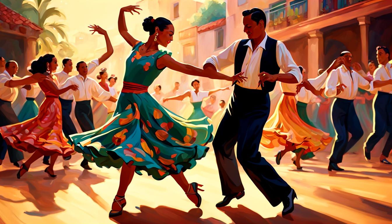 Dynamic Latino Couple Dance in Rivera Style