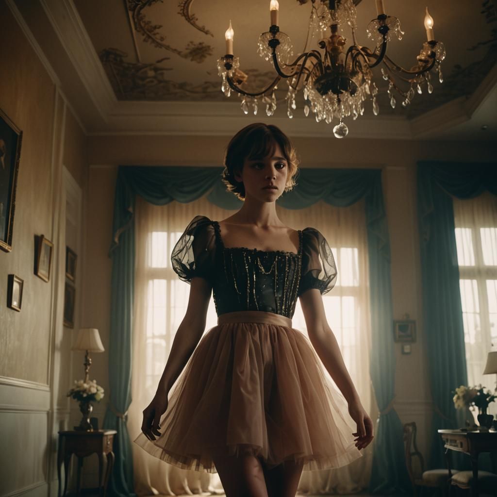 Humiliated Boy in Tulle Minidress Curtsies in Villa