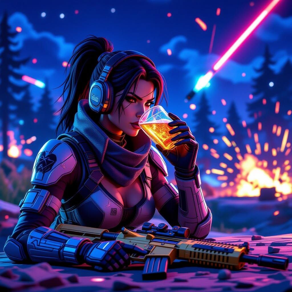 Renegade Raider in Neon Fortnite Night Battle