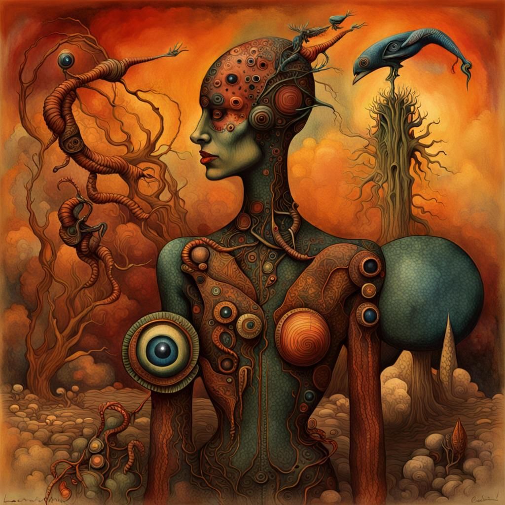 Surreal Dream Portrait in Organicpunk Style