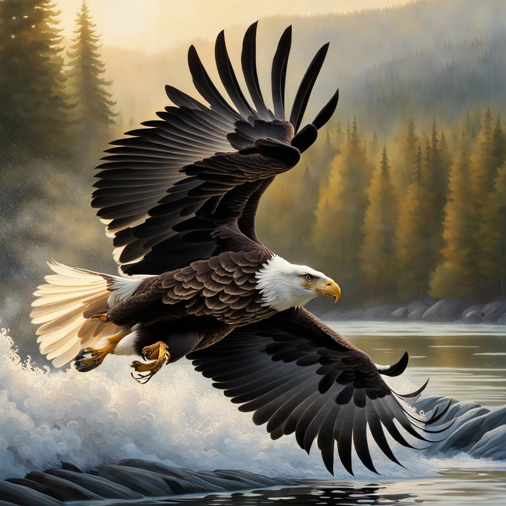 Majestic eagle with wings spread wide