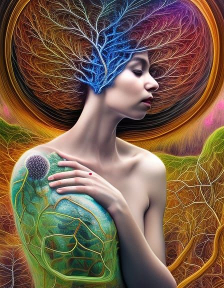 Brain Network in Warped Perspective: Digital Art