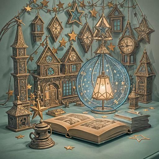 Leather Pop-Up Book with Glowing Stars