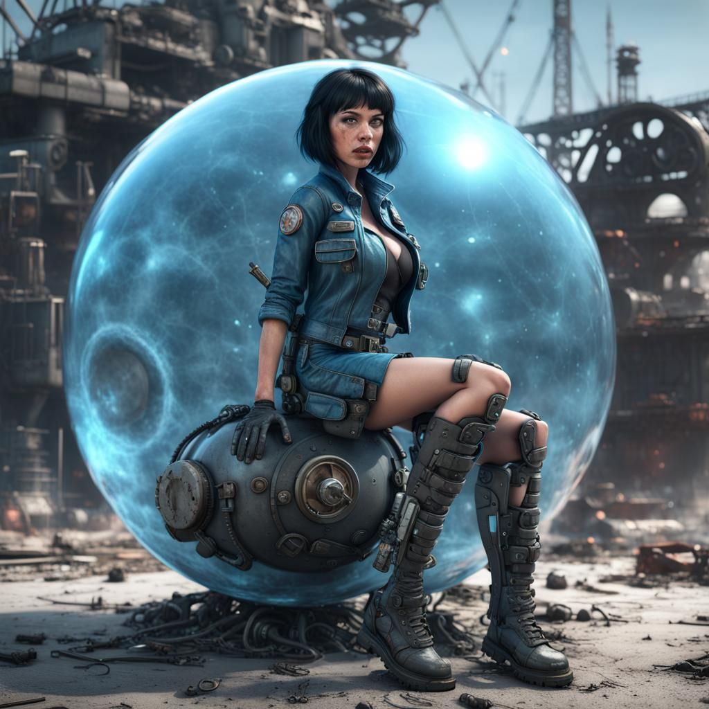 Post-Apocalyptic Pinup in Bubble After Nuclear War