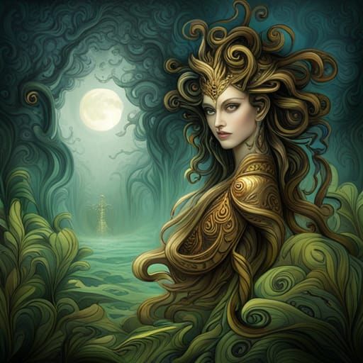 Enchanting Forest Deity Elanara in Detailed Matte Painting