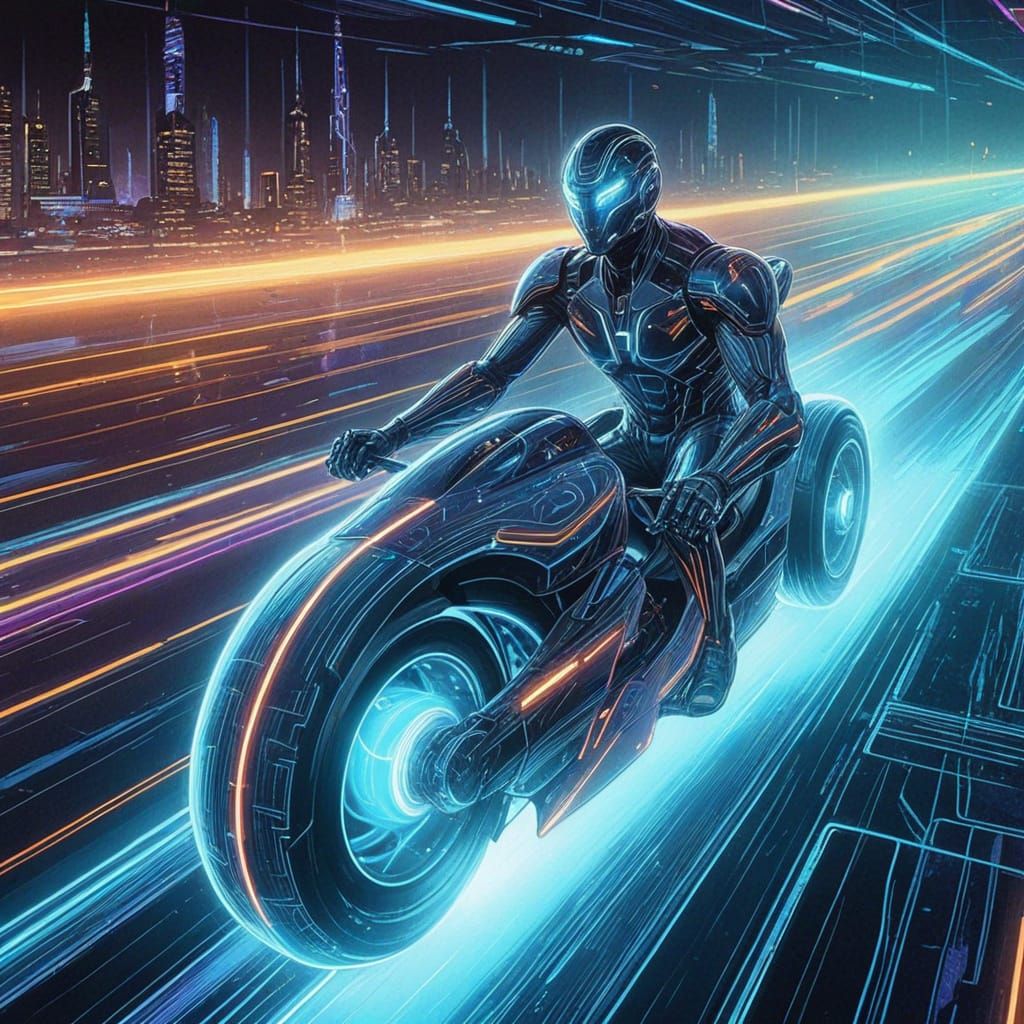 Tron Light Cycle on Neon Highway