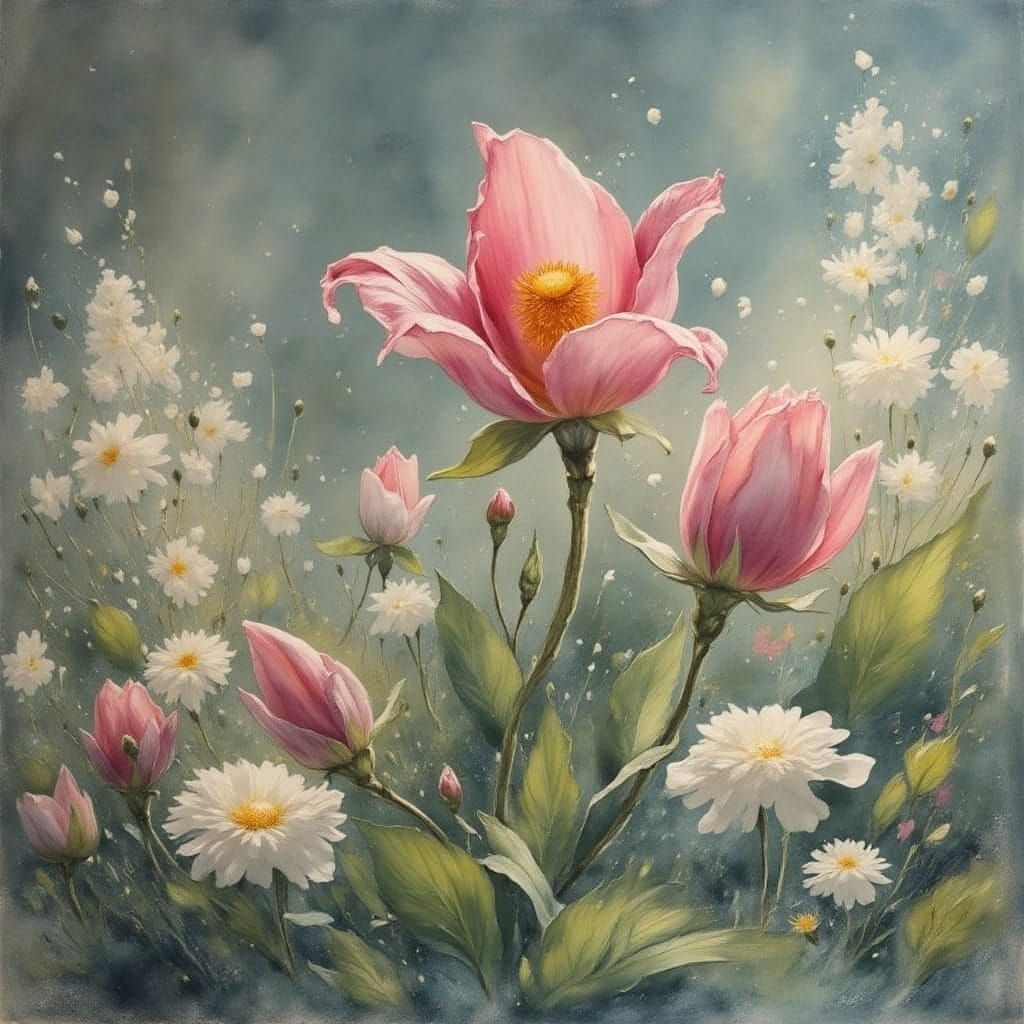 Blossoming Garden in Serene Style