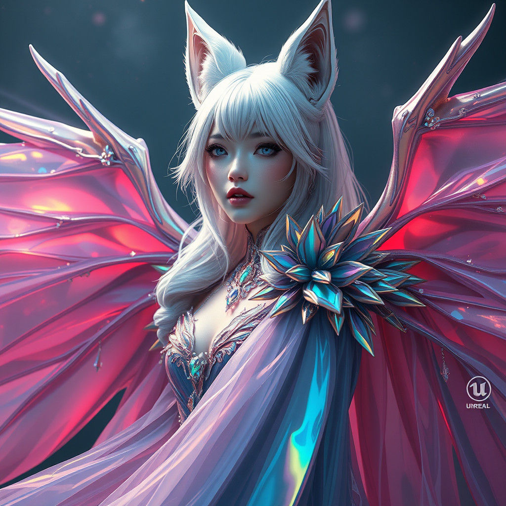 Vampire Queen in Rainbow Gown: Dark Fantasy Art