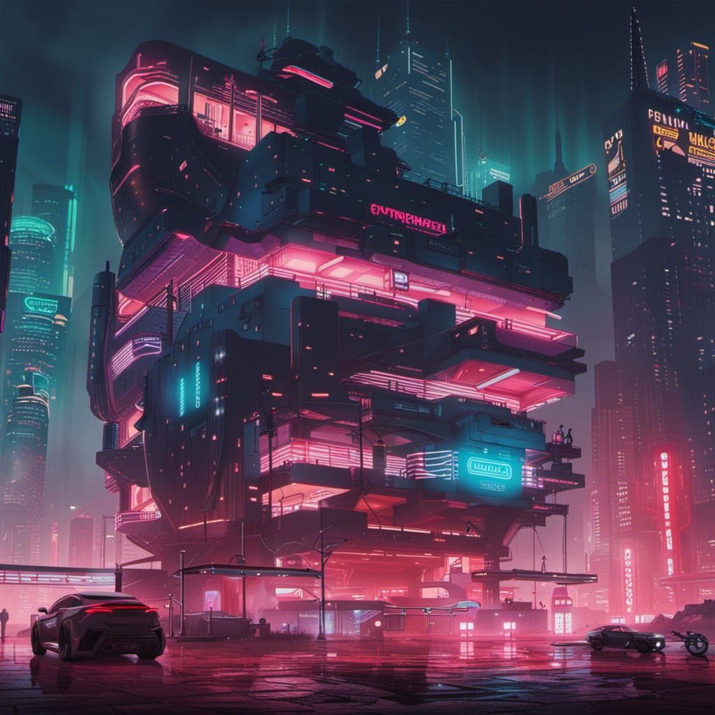 Germany's Future: Modern Buildings in Cyberpunk Style